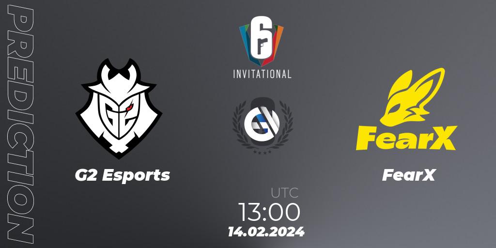 Prognoza G2 Esports - FearX. 14.02.2024 at 13:00, Rainbow Six, Six Invitational 2024 - Group Stage