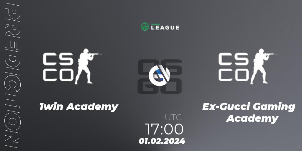 Prognoza 1win Academy - Ex-Gucci Gaming Academy. 01.02.2024 at 17:00, Counter-Strike (CS2), ESEA Season 48: Advanced Division - Europe