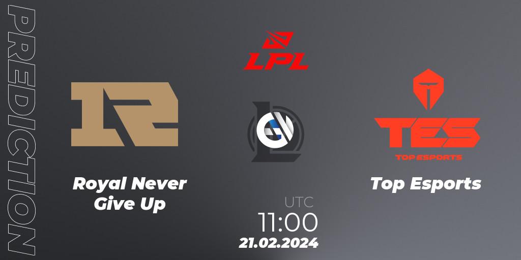 Prognoza Royal Never Give Up - Top Esports. 21.02.24, LoL, LPL Spring 2024 - Group Stage