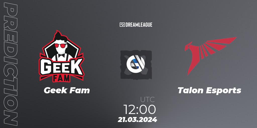 Prognoza Geek Fam - Talon Esports. 21.03.24, Dota 2, DreamLeague Season 23: Southeast Asia Closed Qualifier