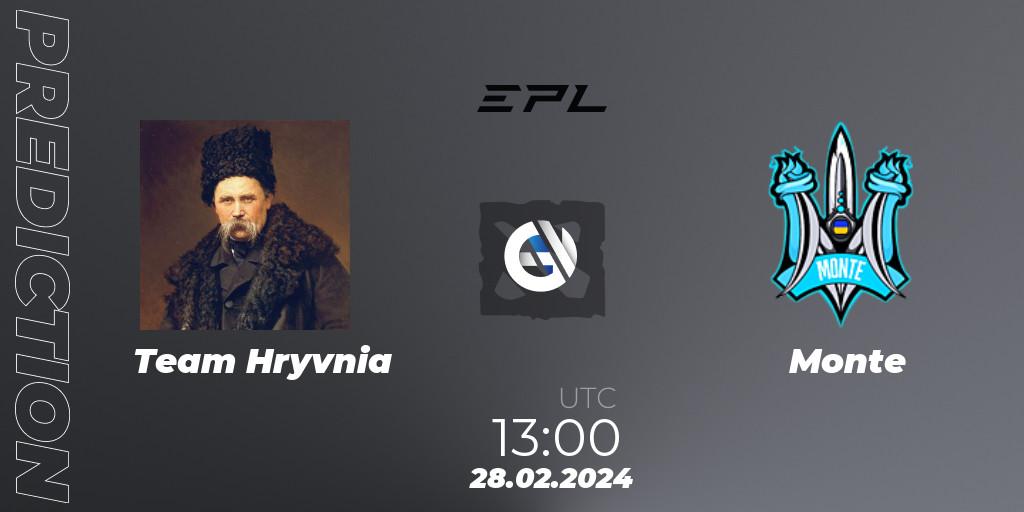 Prognoza Team Hryvnia - Monte. 28.02.2024 at 13:03, Dota 2, European Pro League Season 17: Division 2