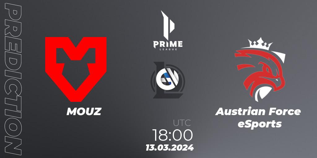 Prognoza MOUZ - Austrian Force eSports. 13.03.2024 at 17:00, LoL, Prime League Spring 2024 - Group Stage