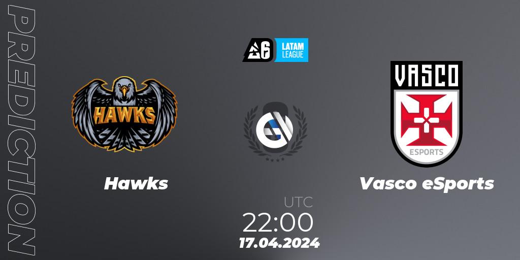 Prognoza Hawks - Vasco eSports. 17.04.2024 at 22:00, Rainbow Six, LATAM League 2024 - Stage 1: LATAM South