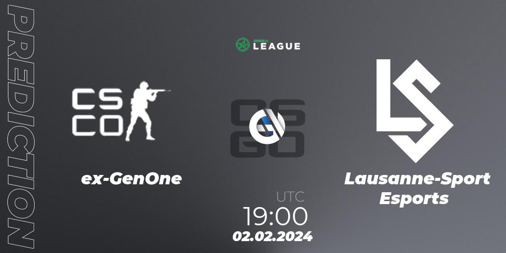 Prognoza ex-GenOne - Lausanne-Sport Esports. 02.02.2024 at 19:00, Counter-Strike (CS2), ESEA Season 48: Advanced Division - Europe