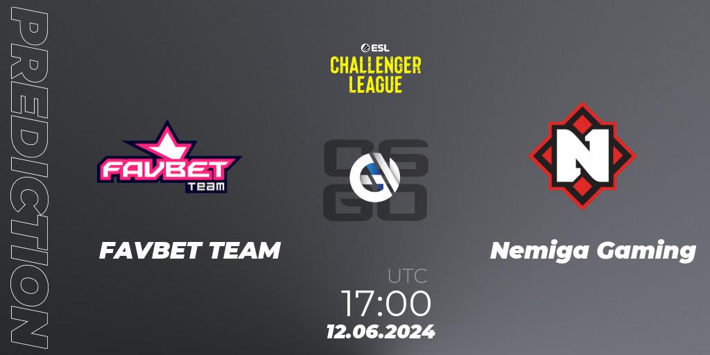 Prognoza FAVBET TEAM - Nemiga Gaming. 12.06.2024 at 17:00, Counter-Strike (CS2), ESL Challenger League Season 47 Relegation: Europe