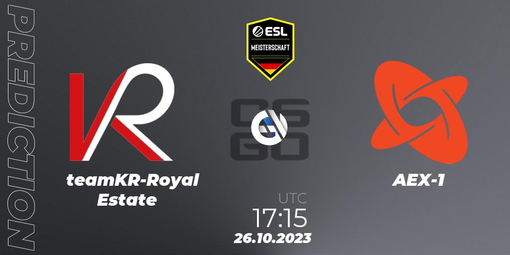 Prognoza teamKR-Royal Estate - AEX-1. 26.10.23, CS2 (CS:GO), ESL Meisterschaft: Autumn 2023