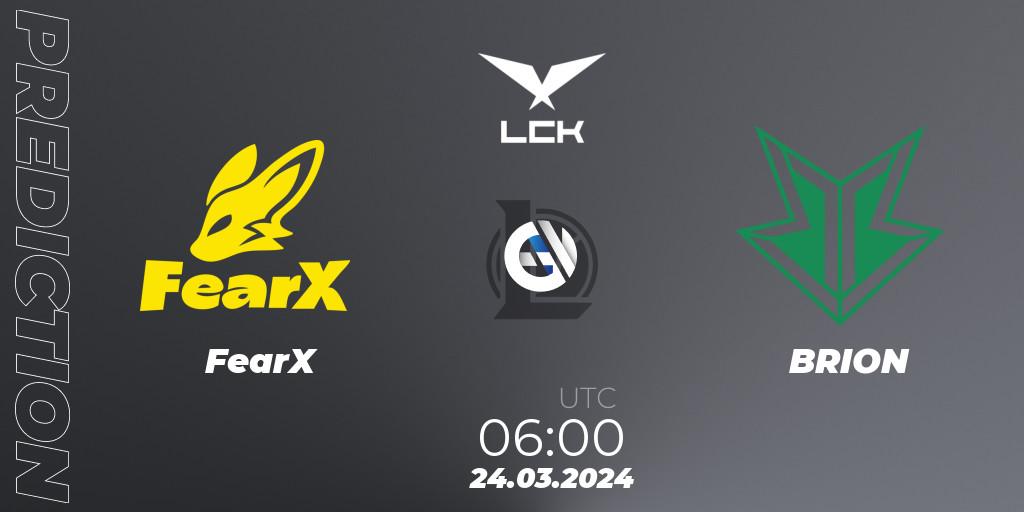 Prognoza FearX - BRION. 24.03.24, LoL, LCK Spring 2024 - Group Stage