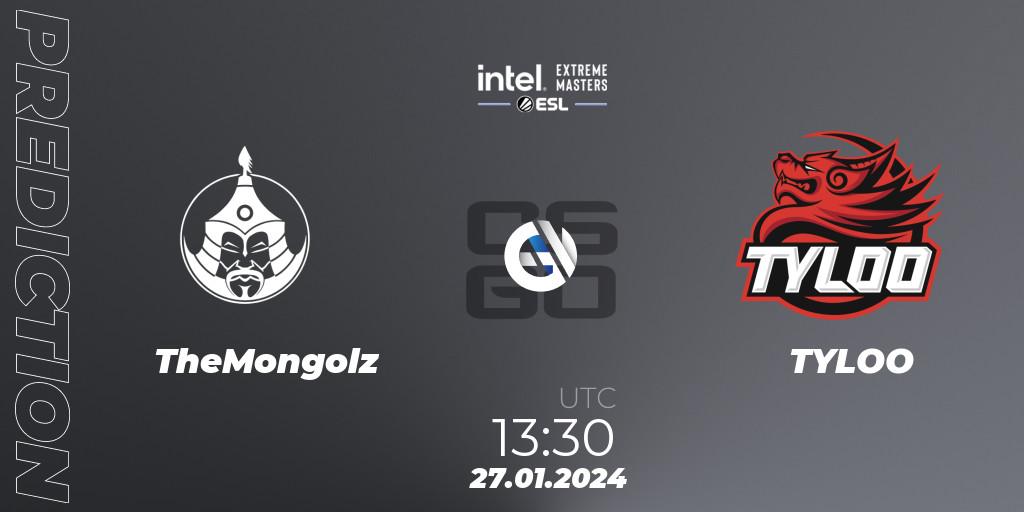 Prognoza TheMongolz - TYLOO. 27.01.2024 at 13:30, Counter-Strike (CS2), Intel Extreme Masters China 2024: Asian Closed Qualifier