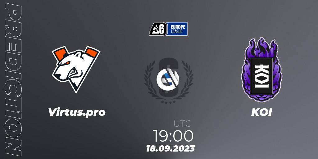 Prognoza Virtus.pro - KOI. 18.09.2023 at 19:00, Rainbow Six, Europe League 2023 - Stage 2