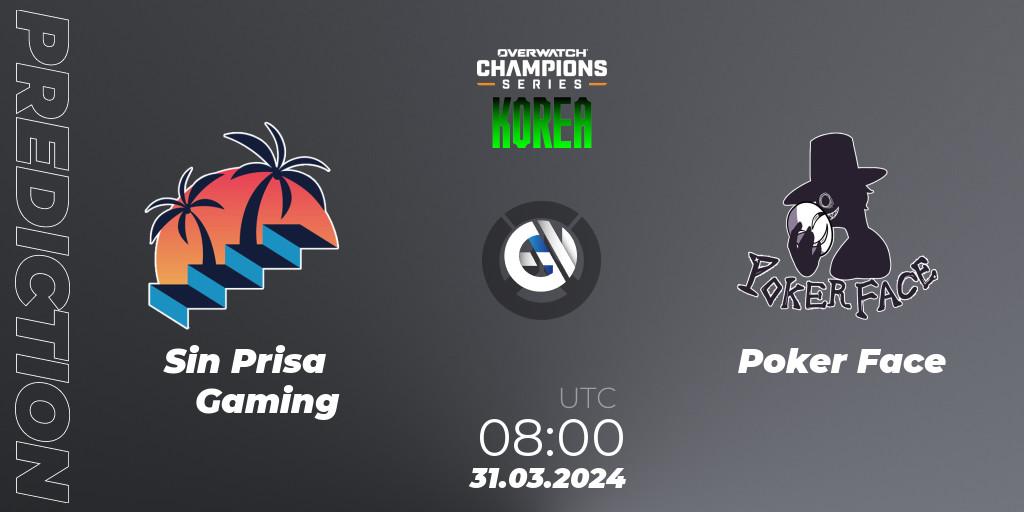 Prognoza Sin Prisa Gaming - Poker Face. 31.03.2024 at 08:00, Overwatch, Overwatch Champions Series 2024 - Stage 1 Korea