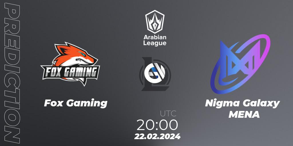 Prognoza Fox Gaming - Nigma Galaxy MENA. 22.02.2024 at 20:00, LoL, Arabian League Spring 2024