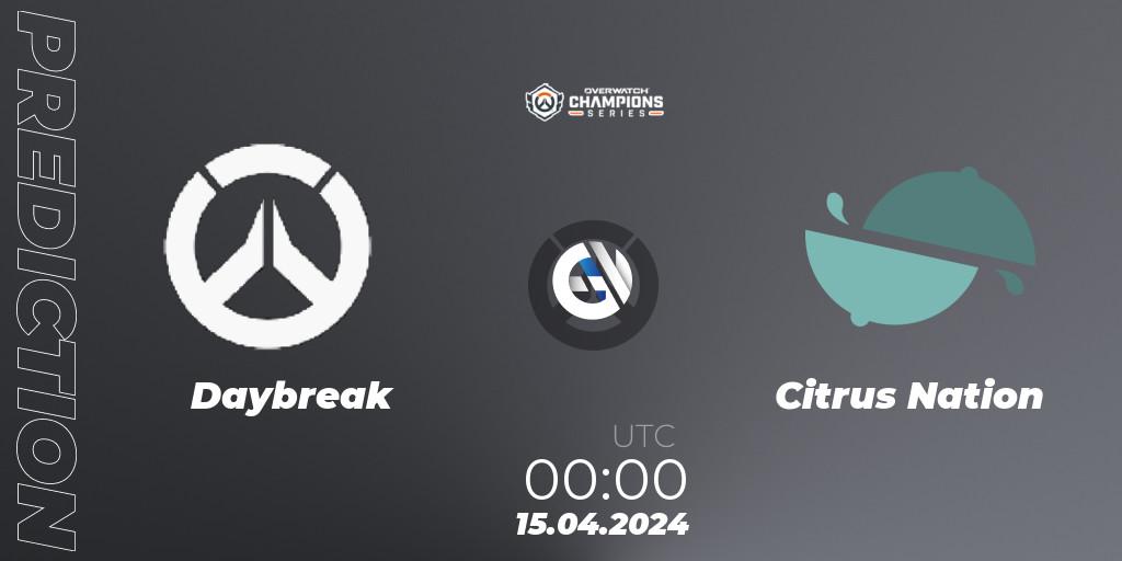 Prognoza Daybreak - Citrus Nation. 15.04.2024 at 00:00, Overwatch, Overwatch Champions Series 2024 - North America Stage 2 Group Stage
