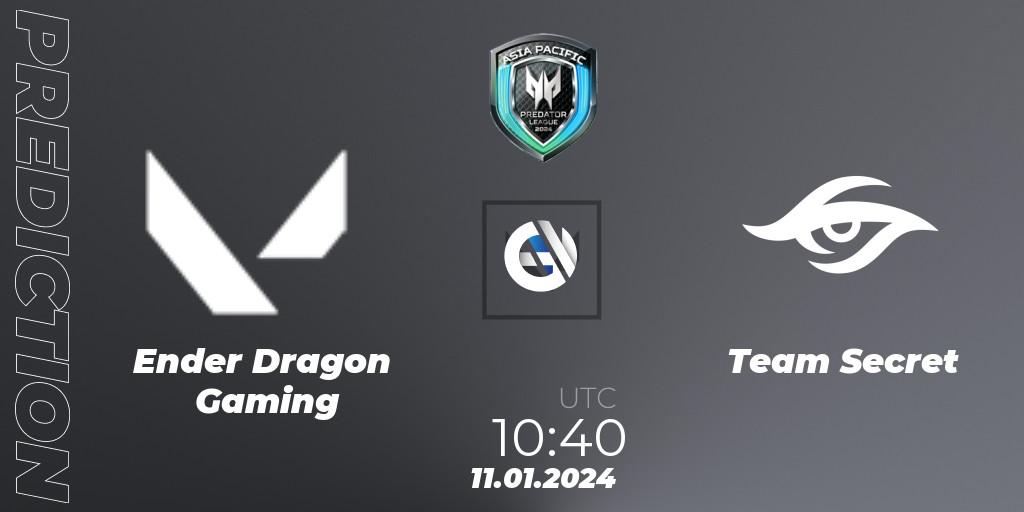 Prognoza Ender Dragon Gaming - Team Secret. 11.01.24, VALORANT, Asia Pacific Predator League 2024