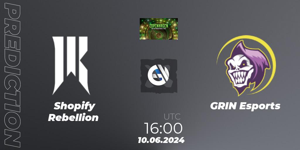 Prognoza Shopify Rebellion - GRIN Esports. 10.06.2024 at 16:00, Dota 2, The International 2024: North America Closed Qualifier