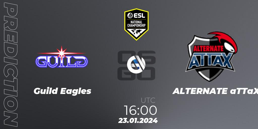 Prognoza Guild Eagles - ALTERNATE aTTaX. 23.01.2024 at 16:00, Counter-Strike (CS2), ESL Pro League Season 19 NC Europe Qualifier