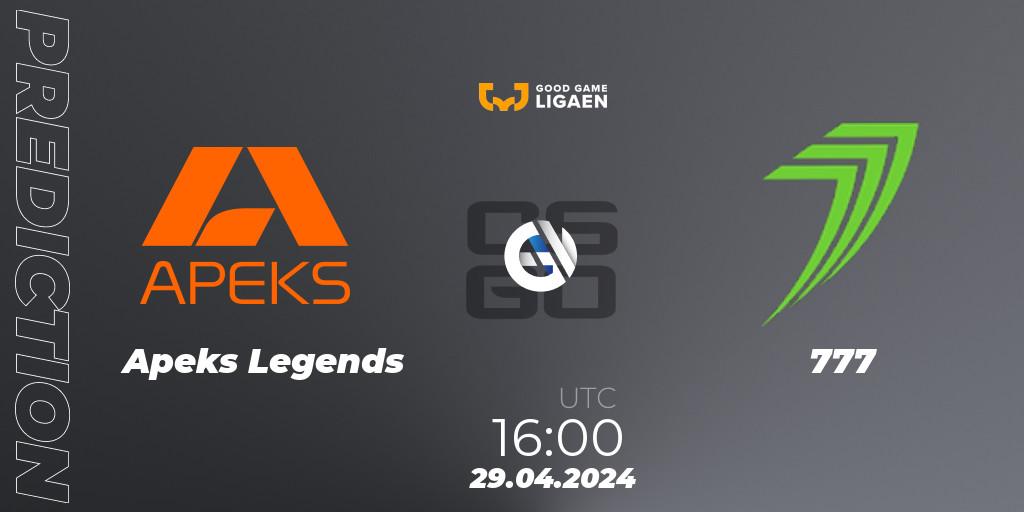 Prognoza Apeks Legends - 777. 29.04.24, CS2 (CS:GO), Good Game-ligaen Spring 2024
