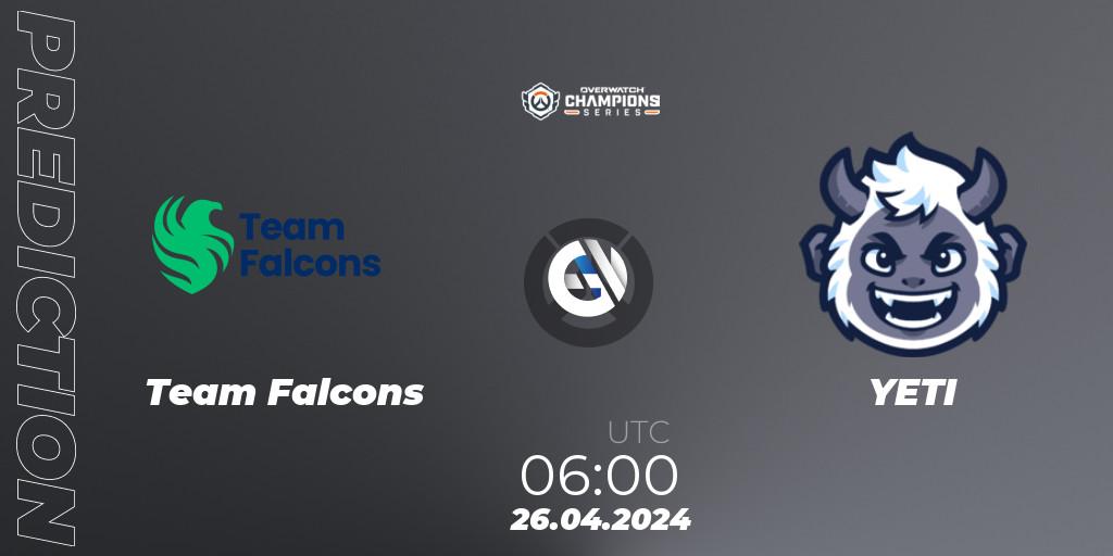 Prognoza Team Falcons - YETI. 26.04.2024 at 06:00, Overwatch, Overwatch Champions Series 2024 - Asia Stage 1 Main Event