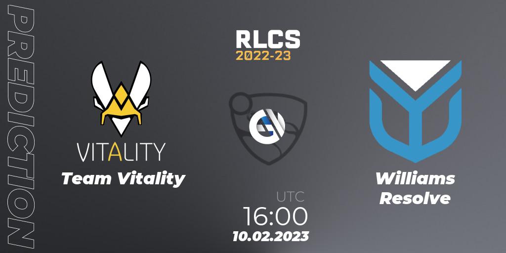 Prognoza Team Vitality - Williams Resolve. 10.02.2023 at 16:00, Rocket League, RLCS 2022-23 - Winter: Europe Regional 2 - Winter Cup