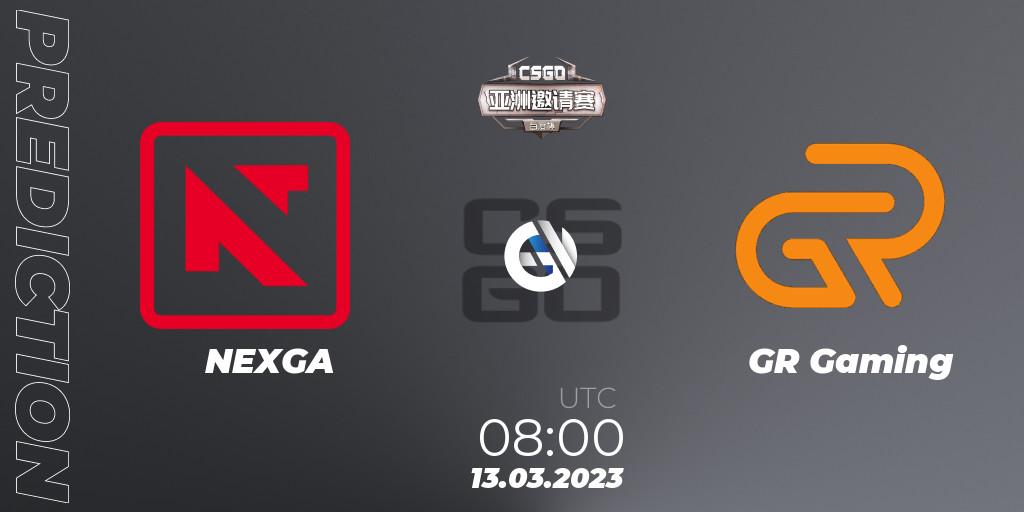 Prognoza NEXGA - GR Gaming. 13.03.2023 at 08:00, Counter-Strike (CS2), Baidu Cup Invitational #2