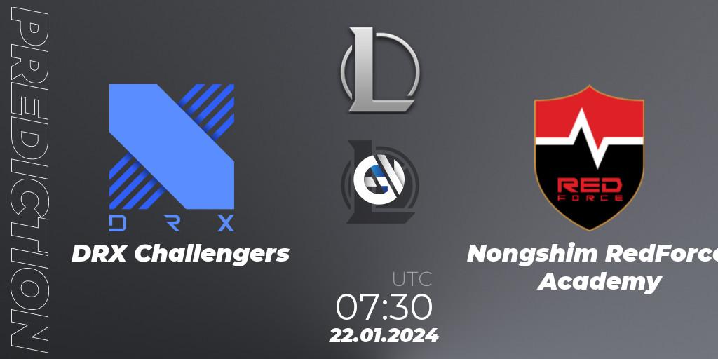 Prognoza DRX Challengers - Nongshim RedForce Academy. 22.01.2024 at 07:30, LoL, LCK Challengers League 2024 Spring - Group Stage