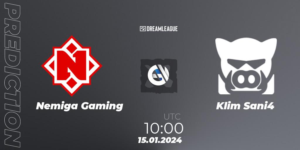 Prognoza Nemiga Gaming - Klim Sani4. 15.01.2024 at 10:01, Dota 2, DreamLeague Season 22: Eastern Europe Closed Qualifier