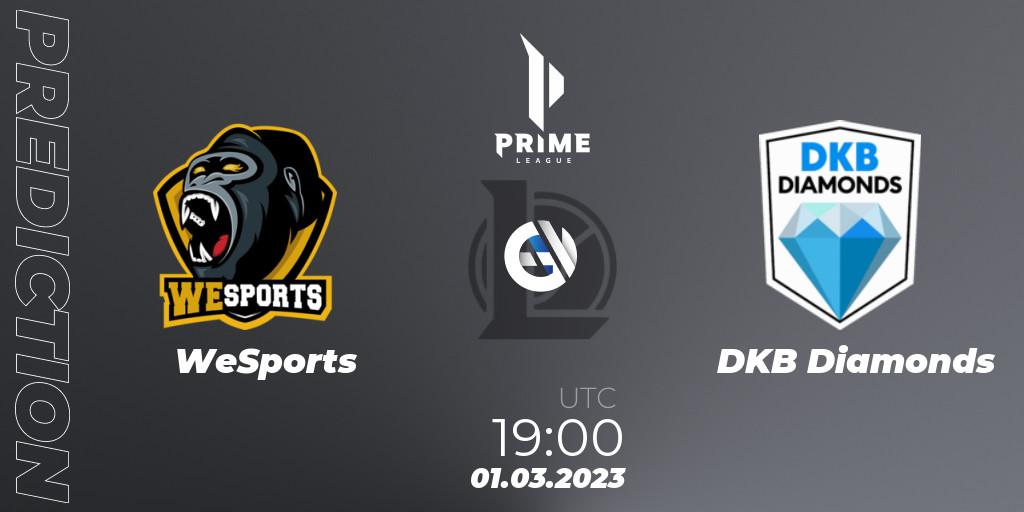 Prognoza WeSports - DKB Diamonds. 01.03.2023 at 19:00, LoL, Prime League 2nd Division Spring 2023 - Group Stage