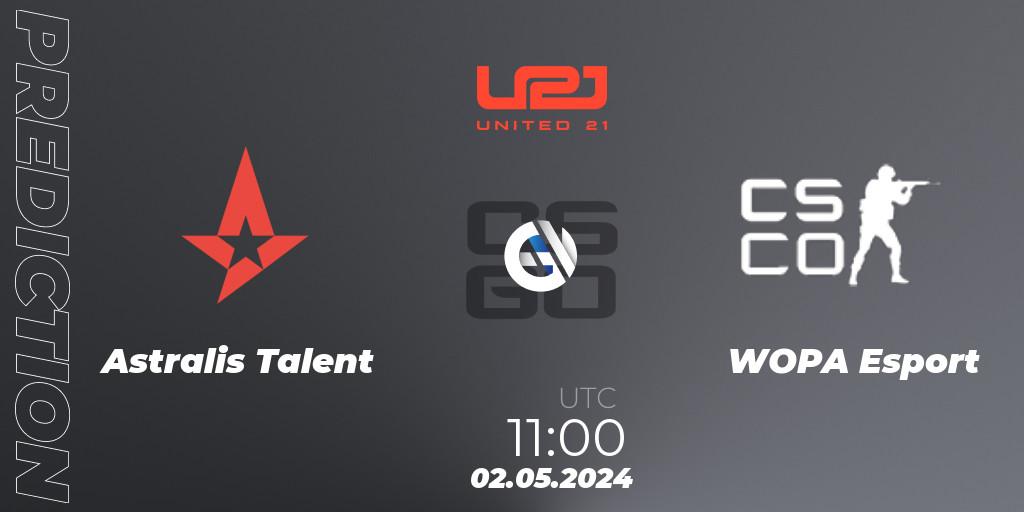 Prognoza Astralis Talent - WOPA Esport. 02.05.2024 at 11:00, Counter-Strike (CS2), United21 Season 15