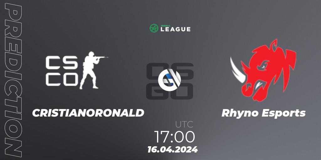 Prognoza CRISTIANORONALD - Rhyno Esports. 16.04.24, CS2 (CS:GO), ESEA Season 49: Advanced Division - Europe