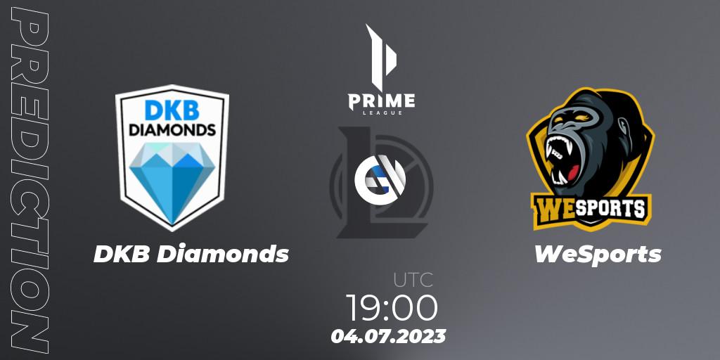 Prognoza DKB Diamonds - WeSports. 04.07.2023 at 19:00, LoL, Prime League 2nd Division Summer 2023