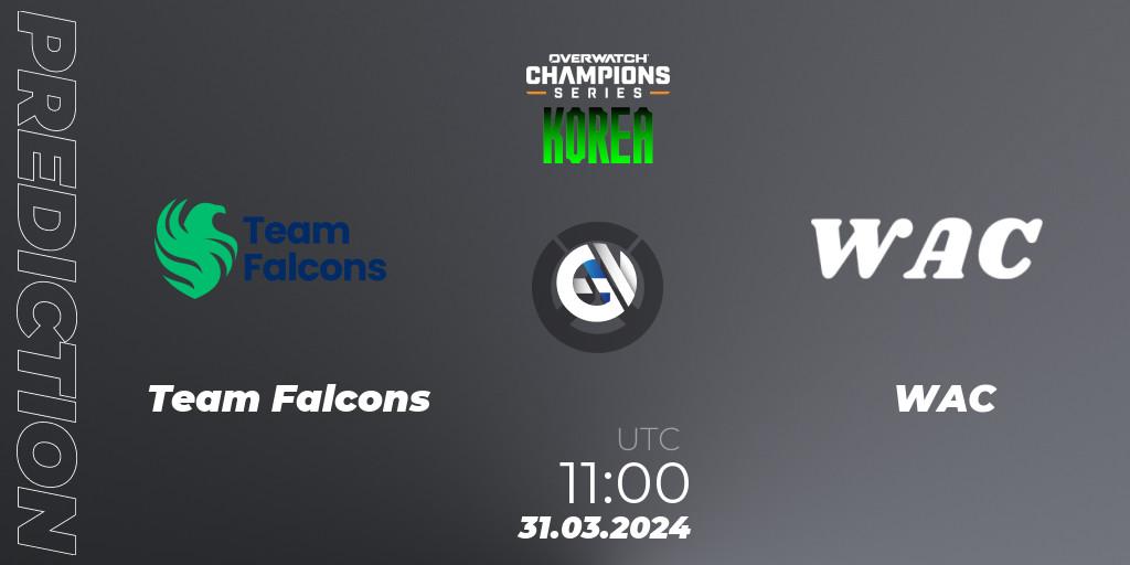 Prognoza Team Falcons - WAC. 31.03.2024 at 11:00, Overwatch, Overwatch Champions Series 2024 - Stage 1 Korea