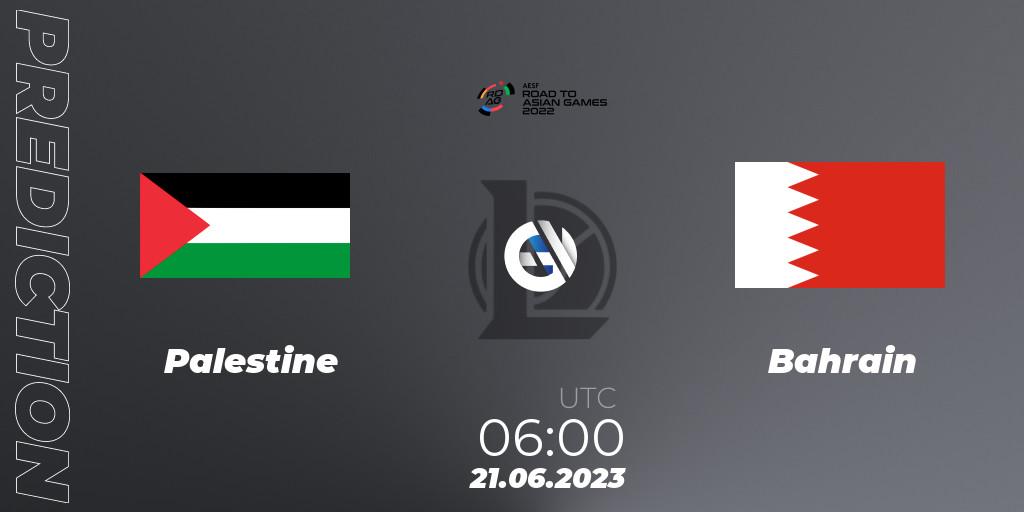 Prognoza Palestine - Bahrain. 21.06.2023 at 06:00, LoL, 2022 AESF Road to Asian Games - West Asia