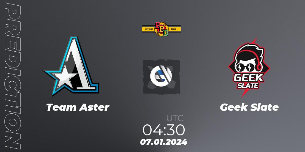 Prognoza Team Aster - Geek Slate. 07.01.24, Dota 2, BetBoom Dacha Dubai 2024: SEA and CN Closed Qualifier