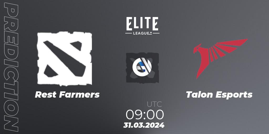 Prognoza Rest Farmers - Talon Esports. 31.03.24, Dota 2, Elite League: Swiss Stage