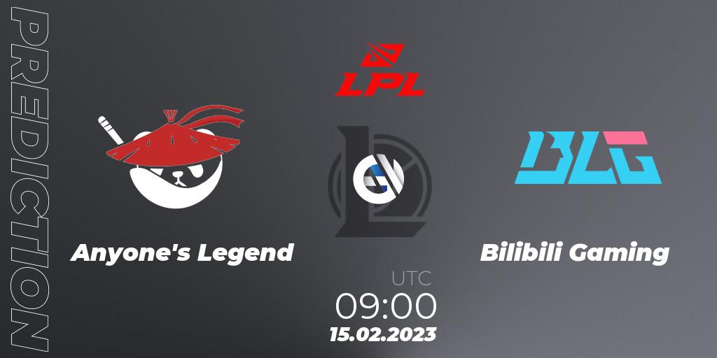 Prognoza Anyone's Legend - Bilibili Gaming. 15.02.2023 at 09:00, LoL, LPL Spring 2023 - Group Stage