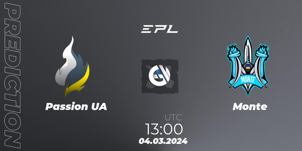 Prognoza Passion UA - Monte. 04.03.2024 at 13:00, Dota 2, European Pro League Season 17: Division 2