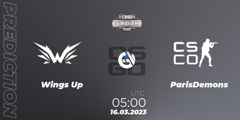 Prognoza Wings Up - ParisDemons. 16.03.2023 at 05:00, Counter-Strike (CS2), Baidu Cup Invitational #2
