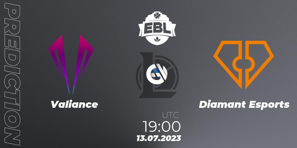 Prognoza Valiance - Diamant Esports. 13.07.23, LoL, Esports Balkan League Season 13