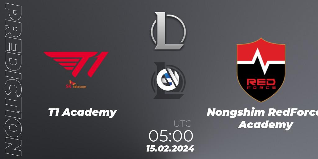 Prognoza T1 Academy - Nongshim RedForce Academy. 15.02.2024 at 05:00, LoL, LCK Challengers League 2024 Spring - Group Stage