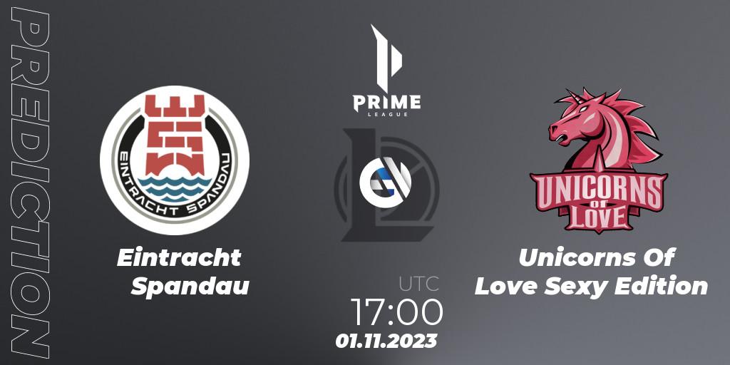 Prognoza Eintracht Spandau - Unicorns Of Love Sexy Edition. 01.11.2023 at 17:00, LoL, Prime League Pokal 2023