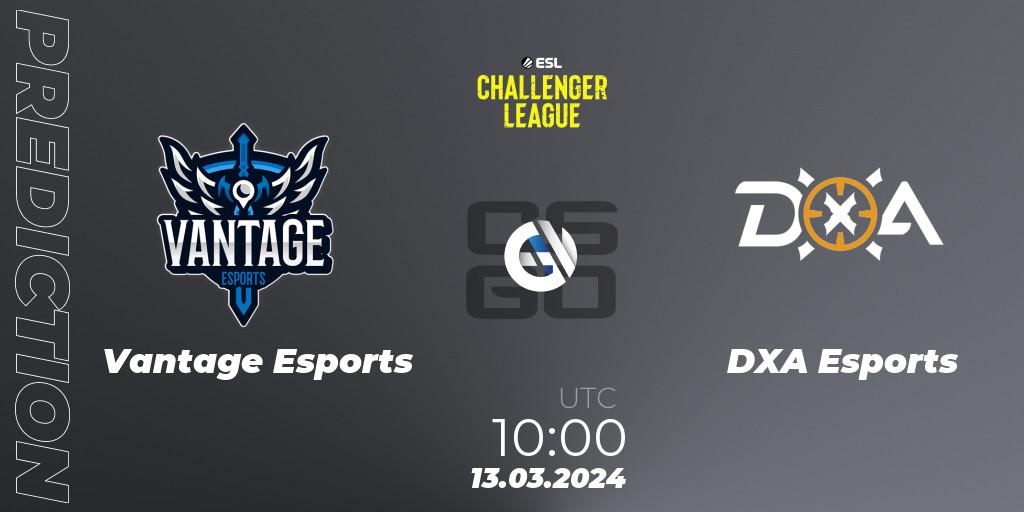 Prognoza Vantage Esports - DXA Esports. 13.03.2024 at 10:00, Counter-Strike (CS2), ESL Challenger League Season 47: Oceania