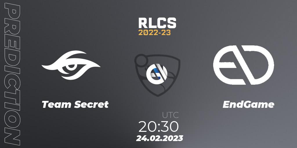 Prognoza Team Secret - EndGame. 24.02.2023 at 20:30, Rocket League, RLCS 2022-23 - Winter: South America Regional 3 - Winter Invitational
