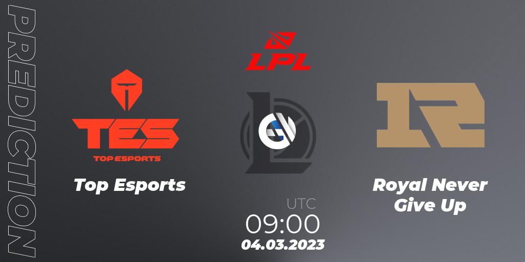 Prognoza Top Esports - Royal Never Give Up. 04.03.2023 at 09:00, LoL, LPL Spring 2023 - Group Stage