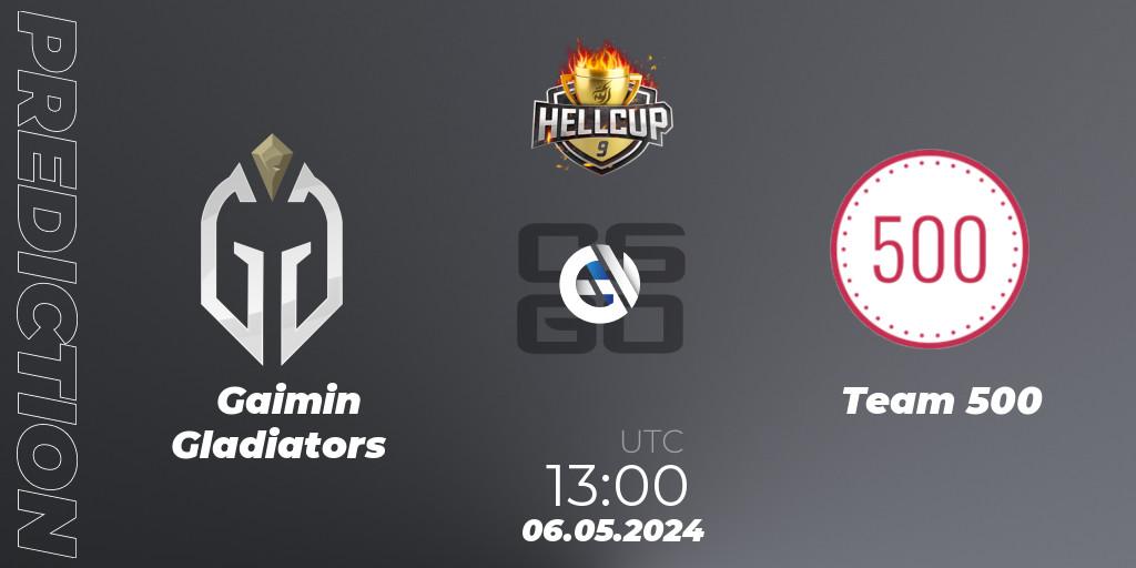 Prognoza Gaimin Gladiators - Team 500. 06.05.2024 at 13:05, Counter-Strike (CS2), HellCup #9