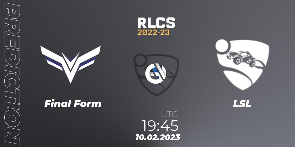 Prognoza Final Form - LSL. 10.02.2023 at 19:45, Rocket League, RLCS 2022-23 - Winter: South America Regional 2 - Winter Cup