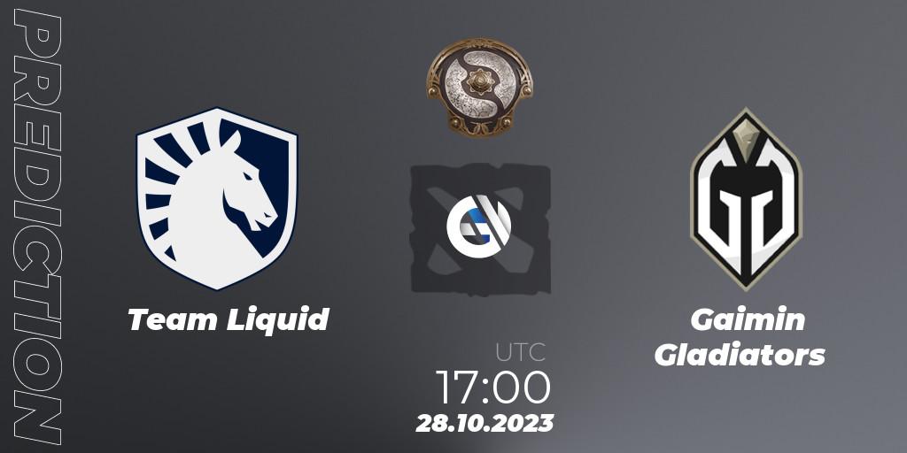 Prognoza Team Liquid - Gaimin Gladiators. 28.10.2023 at 17:14, Dota 2, The International 2023