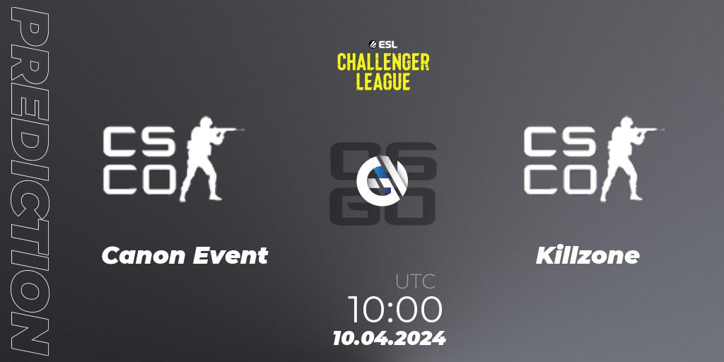 Prognoza Canon Event - Killzone. 10.04.2024 at 09:40, Counter-Strike (CS2), ESL Challenger League Season 47: Oceania