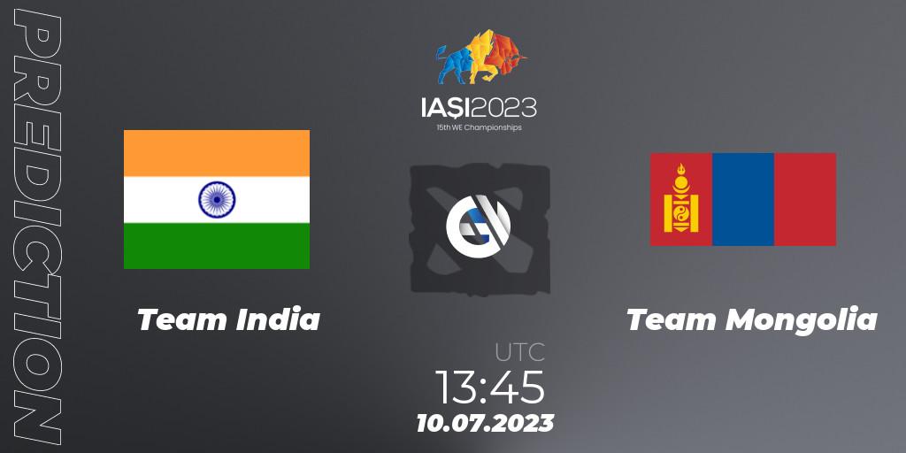 Prognoza Team India - Team Mongolia. 10.07.2023 at 14:45, Dota 2, Gamers8 IESF Asian Championship 2023