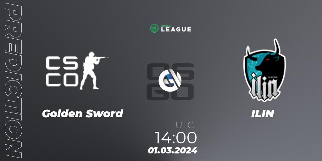 Prognoza Golden Sword - ILIN. 01.03.2024 at 14:00, Counter-Strike (CS2), ESEA Season 48: Advanced Division - Europe