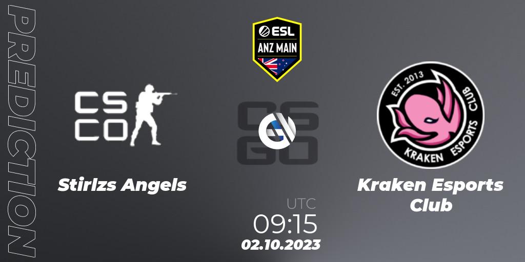 Prognoza Stirlzs Angels - Kraken Esports Club. 02.10.2023 at 09:15, Counter-Strike (CS2), ESL ANZ Main Season 17