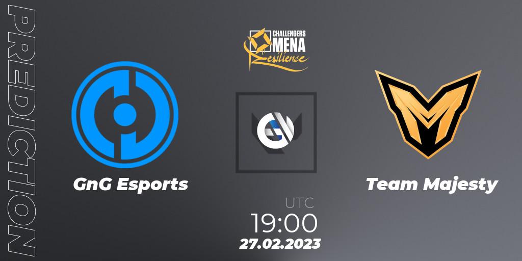 Prognoza GnG Esports - Team Majesty. 27.02.2023 at 18:00, VALORANT, VALORANT Challengers 2023 MENA: Resilience Split 1 - Levant and North Africa